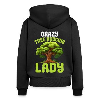 Environnementaliste et défenseur de l’environnement - Sweat à capuche zippé Premium bio Femme - noir - Dos - Julia (174cm)