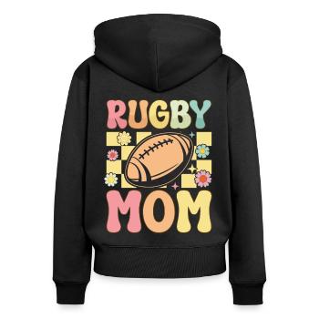 Groovy Rugbyspielerin - Frauen Premium Bio Zip Hoodie - Schwarz - Hinten - Julia (174cm)