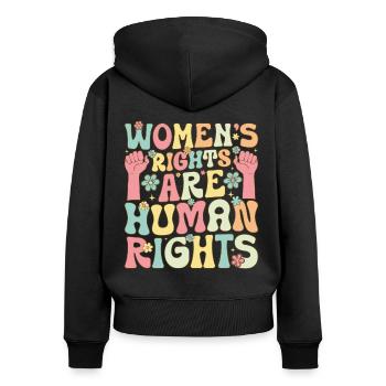 Groovy Feministischer Feminismus - Frauen Premium Bio Zip Hoodie - Schwarz - Hinten - Julia (174cm)