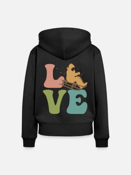 LOVE Schlittenfahrt Schlitten - Frauen Premium Bio Zip Hoodie - Schwarz