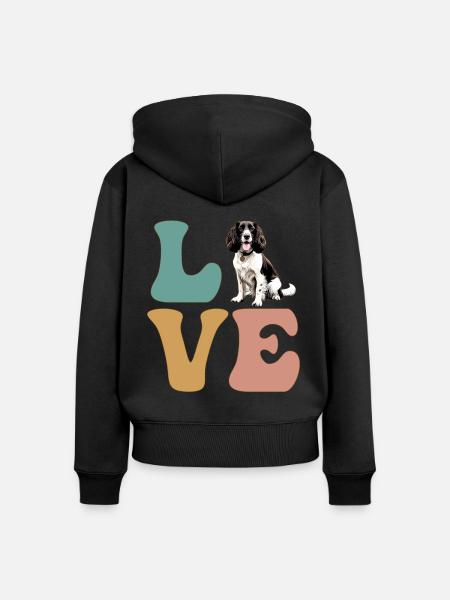 LIEBE Springer Spaniel Hund - Frauen Premium Bio Zip Hoodie - Schwarz