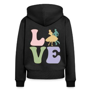 LOVE Square Dance Tanzen - Frauen Premium Bio Zip Hoodie - Schwarz - Hinten - Julia (174cm)