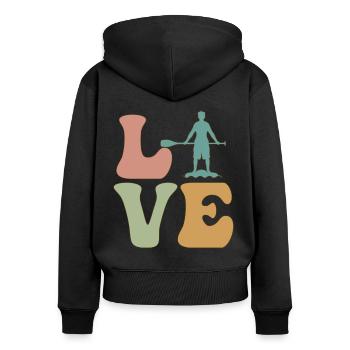 LOVE Stand Up Paddle SUP - Sweat à capuche zippé Premium bio Femme - noir - Dos - Julia (174cm)
