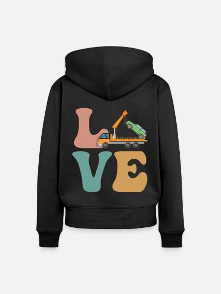 LOVE Abschleppwagenfahrer Abschleppdienst Abschlep - Frauen Premium Bio Zip Hoodie - Schwarz