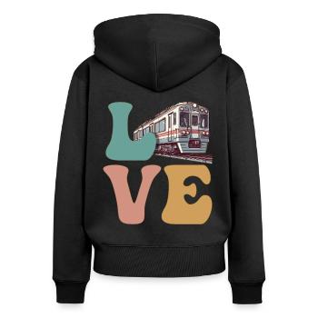LOVE Train Trainspotter Trainspotting Model Railway - Women's Premium Organic Zip Hoodie - black - Back - Julia (174cm)