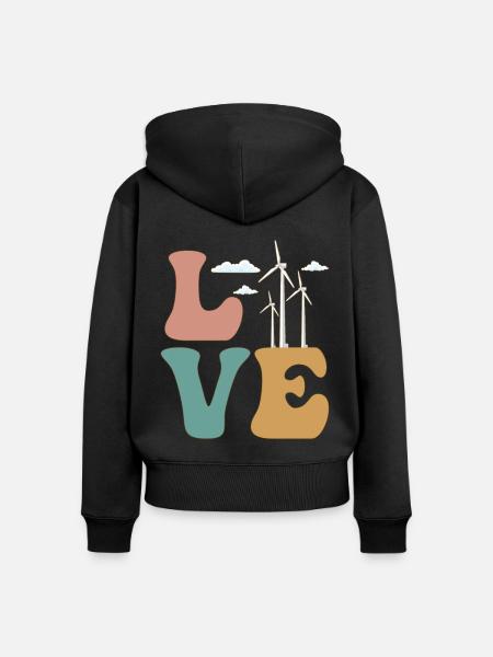 LOVE Windturbine Techniker Energie Windkraftwerk - Frauen Premium Bio Zip Hoodie - Schwarz