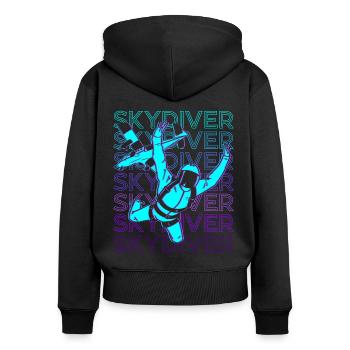 Fallschirmspringen Fallschirmspringer Fallschirm R - Frauen Premium Bio Zip Hoodie - Schwarz - Hinten - Julia (174cm)