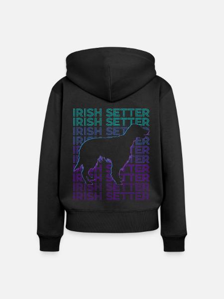Irish Setter Hund Retro - Frauen Premium Bio Zip Hoodie - Schwarz