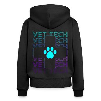 Technicien Vétérinaire Vétérinaire Vétérinaire Retro - Sweat à capuche zippé Premium bio Femme - noir - Dos - Julia (174cm)
