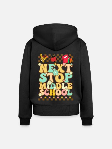 Nächster Halt Mittelschule Grundschule - Frauen Premium Bio Zip Hoodie - Schwarz