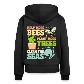 More bees help plant more trees Beekeeper I - Women's Premium Organic Zip Hoodie - black - Back - Julia (174cm)
