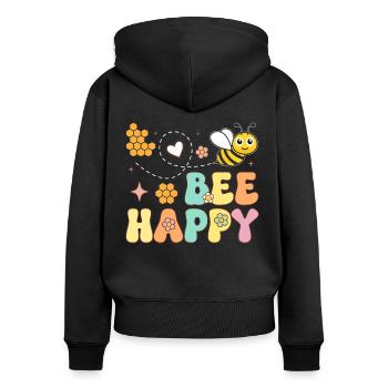Bee Happy Beekeeper Imkerei - Frauen Premium Bio Zip Hoodie - Schwarz - Hinten - Julia (174cm)