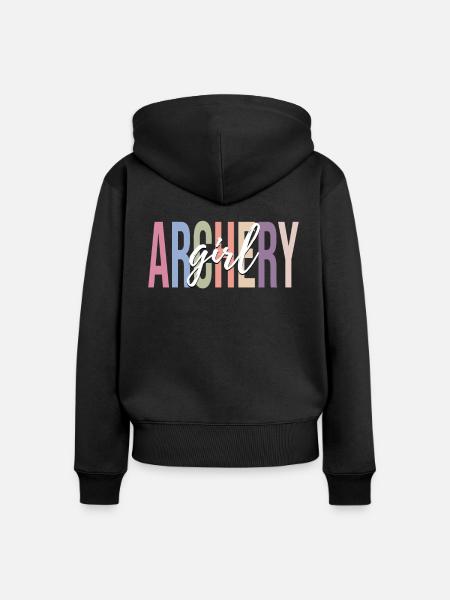 Bogenschützin Bogen und Pfeil - Frauen Premium Bio Zip Hoodie - Schwarz