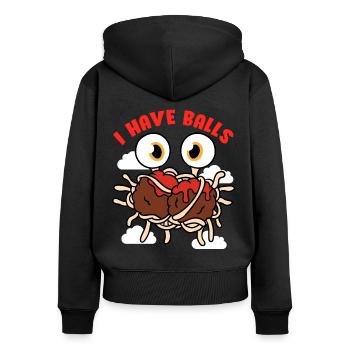 Fliegendes Spaghettimonster FSM - Frauen Premium Bio Zip Hoodie - Schwarz - Hinten - Julia (174cm)