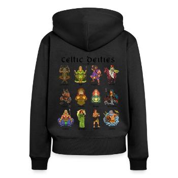 Keltische Götter - Frauen Premium Bio Zip Hoodie - Schwarz - Hinten - Julia (174cm)