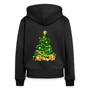 Abeilles et miel - Arbre de Noël apiculteur - Sweat à capuche zippé Premium bio Femme - noir - Dos - Julia (174cm)