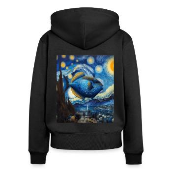 Humuhumunukunukuapuaa Riff-Drückerfisch Sternennac - Frauen Premium Bio Zip Hoodie - Schwarz - Hinten - Julia (174cm)