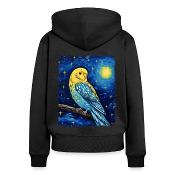 Perruche Perruche Perroquet Oiseau Étoile N - Sweat à capuche zippé Premium bio Femme - noir - Dos - Julia (174cm)