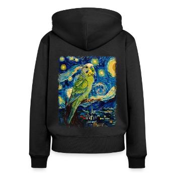 Wellensittich Wellensittich Papagei Vogel Starry N - Frauen Premium Bio Zip Hoodie - Schwarz - Hinten - Julia (174cm)