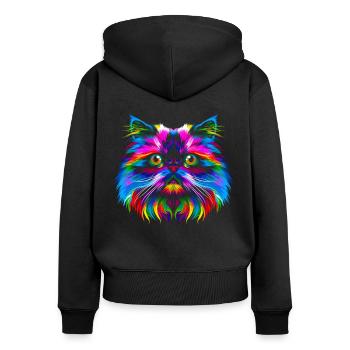 Chat de l’Himalaya Popart - Sweat à capuche zippé Premium bio Femme - noir - Dos - Julia (174cm)