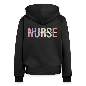Infirmière en gastroentérologie Soins infirmiers G - Sweat à capuche zippé Premium bio Femme - noir - Dos - Julia (174cm)