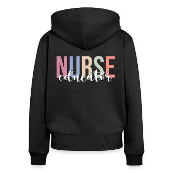 Krankenpflegeausbilder Ausbildung Krankenpflege - Frauen Premium Bio Zip Hoodie - Schwarz - Hinten - Julia (174cm)