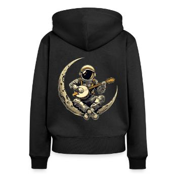 Astronaut Space Moon Bluegrass Banjo - Women's Premium Organic Zip Hoodie - black - Back - Julia (174cm)
