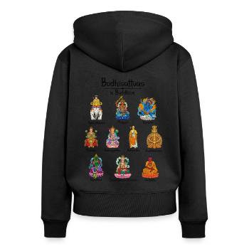Buddhismus Götter - Bodhisattvas - Frauen Premium Bio Zip Hoodie - Schwarz - Hinten - Julia (174cm)