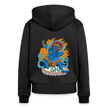 Bouddhisme Dieu Bodhisattva Vajrapani - Sweat à capuche zippé Premium bio Femme - noir - Dos - Julia (174cm)