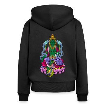 Buddhism God Bodhisattva Green Tara - Women's Premium Organic Zip Hoodie - black - Back - Julia (174cm)