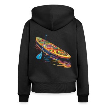 SUP Stand Up Paddling Paddle Board Popart - Frauen Premium Bio Zip Hoodie - Schwarz - Hinten - Julia (174cm)