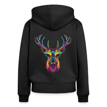 Rentier Weihnachten Weihnachtsmann Sonnenbrille Po - Frauen Premium Bio Zip Hoodie - Schwarz - Hinten - Julia (174cm)