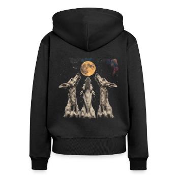 Italienischer Windhund Hund Heulender Mond - Frauen Premium Bio Zip Hoodie - Schwarz - Hinten - Julia (174cm)
