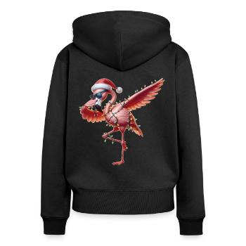 Tupfende Flamingo-Sonnenbrille Niedlich Weihnachte - Frauen Premium Bio Zip Hoodie - Schwarz - Hinten - Julia (174cm)