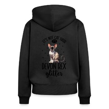 Cats Glitter - Devon Rex - Women's Premium Organic Zip Hoodie - black - Back - Julia (174cm)