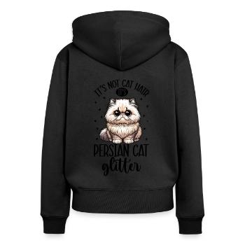 Chats Paillettes - Chat Persan - Sweat à capuche zippé Premium bio Femme - noir - Dos - Julia (174cm)