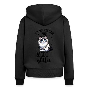 Paillettes Chats - Ragdoll - Sweat à capuche zippé Premium bio Femme - noir - Dos - Julia (174cm)