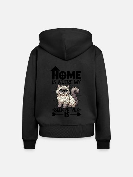 Zuhause - Selkirk Rex - Frauen Premium Bio Zip Hoodie - Schwarz