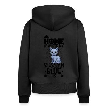 Accueil - Bleu Russe - Sweat à capuche zippé Premium bio Femme - noir - Dos - Julia (174cm)