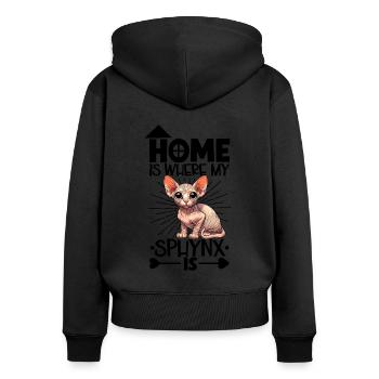 Home - Sphynx - Women's Premium Organic Zip Hoodie - black - Back - Julia (174cm)