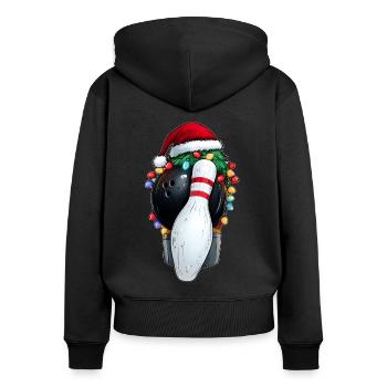 Bowling melon chapeau de Noël Noël - Sweat à capuche zippé Premium bio Femme - noir - Dos - Julia (174cm)