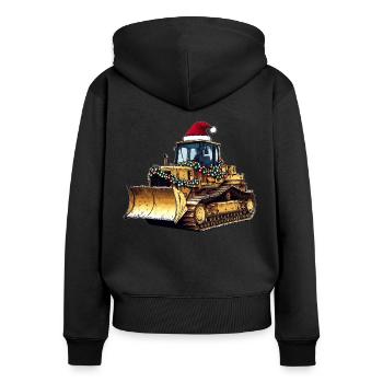 Bulldozer Weihnachtsmütze Xmas - Frauen Premium Bio Zip Hoodie - Schwarz - Hinten - Julia (174cm)