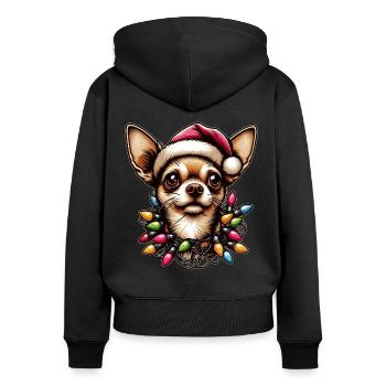 Chihuahua Hund Weihnachtsmütze Xmas - Frauen Premium Bio Zip Hoodie - Schwarz - Hinten - Julia (174cm)
