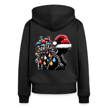 Chasseur de champignons Chasse aux champignons Chapeau de Père Noël - Sweat à capuche zippé Premium bio Femme - noir - Dos - Julia (174cm)