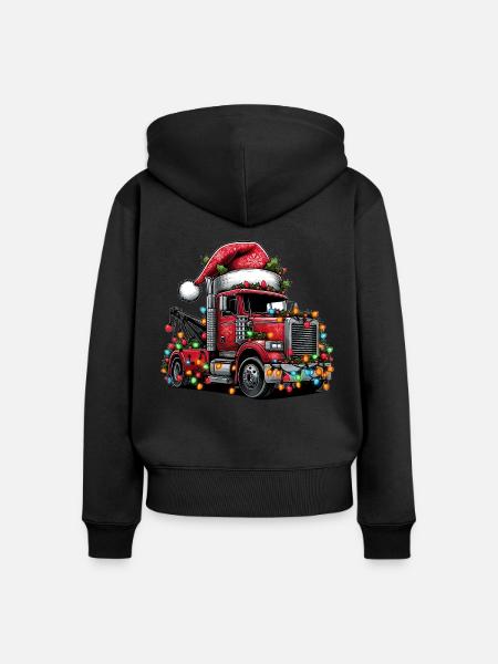 Abschlepper Abschleppwagen Abschleppen Weihnachten - Frauen Premium Bio Zip Hoodie - Schwarz