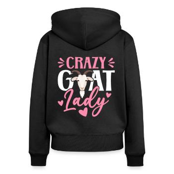 Crazy Goat Woman Goat Lover Goat Family - Women's Premium Organic Zip Hoodie - black - Back - Julia (174cm)