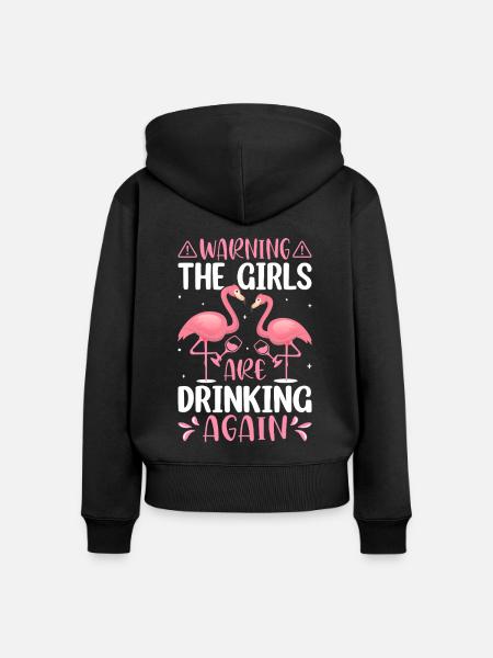 Weintrinkende Trinker Weinglas-Mädchen trinken - Frauen Premium Bio Zip Hoodie - Schwarz