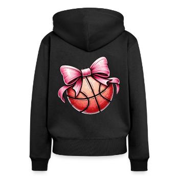 Coquette Bogen Basketball Spieler Mütter Tag Rosa - Frauen Premium Bio Zip Hoodie - Schwarz - Hinten - Julia (174cm)