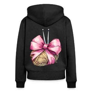 Coquette Schleife Häkeln Muttertag Häkeln - Frauen Premium Bio Zip Hoodie - Schwarz - Hinten - Julia (174cm)