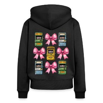 Coquette Bow Spielautomat Glücksspiel Gambler - Frauen Premium Bio Zip Hoodie - Schwarz - Hinten - Julia (174cm)